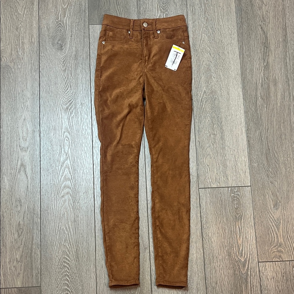 NWOT good American Brown faux suede GW100T Skinny Pants size 0 / 25